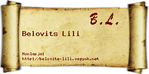 Belovits Lili névjegykártya
